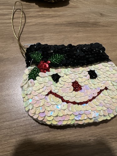 6 Vintage Sequin Beaded Coin Purse / Ornament Zipper Pouch 4 1/2" Christmas - Picture 3 of 15