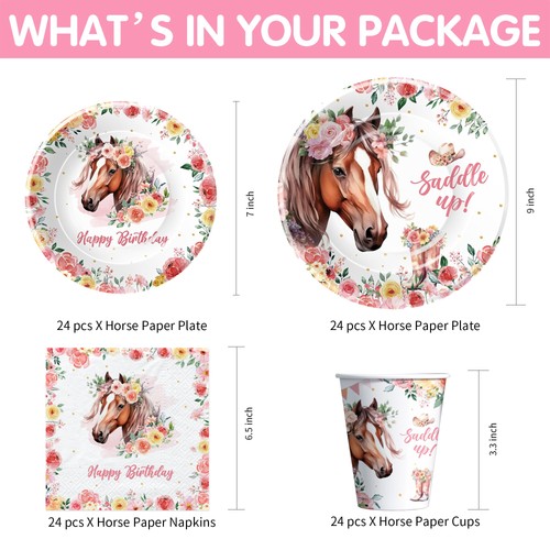 Owelleny Cowgirl Party Decorations, Saddle Up Horse Birthday Party Supplies F... - Picture 2 of 7