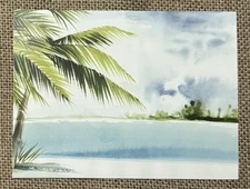 Palm Tree Coastal Blank Note Card Tropical Hawaiian Framable Junk Journaling