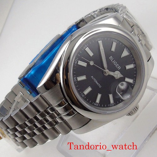 Reloj automático para hombre Bliger NH35A PT5000 36 mm/39 mm cristal de zafiro esfera negra fecha - Imagen 5 de 8