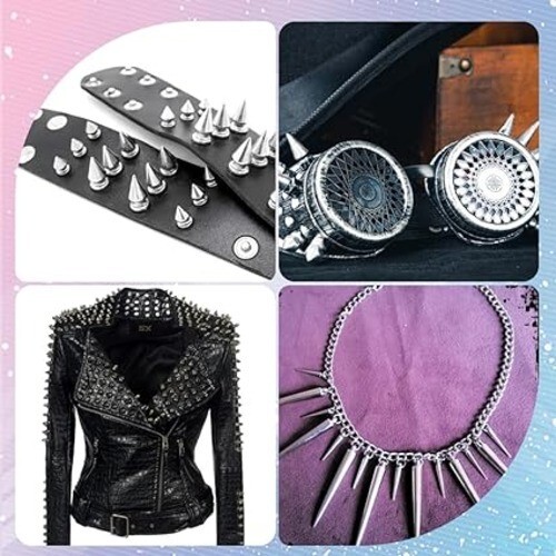 GORGECRAFT 30 Sets 2 Größen 20 mm 40 mm Spike Ohrstecker Silber Kegel Punk Rund Spikes - Bild 3 von 7