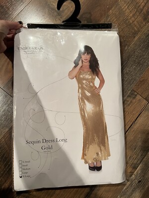 Gold Shimmer Long Sequin Dress Adult Costume Gold Shimmer Long Sequin Dress Adult Costume