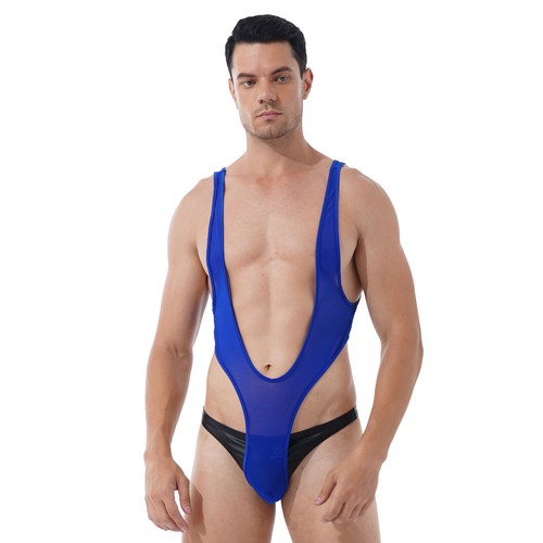 Men One Piece Bodysuit Open Butt Leotard Gay Wrestling Singlet Sexy Gym Jumpsuit - Picture 63 of 63
