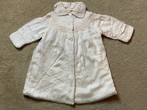 Antique Victorian Edwardian Baby Christening Baptismal Silk Jacket Ivory Coat - Picture 2 of 11
