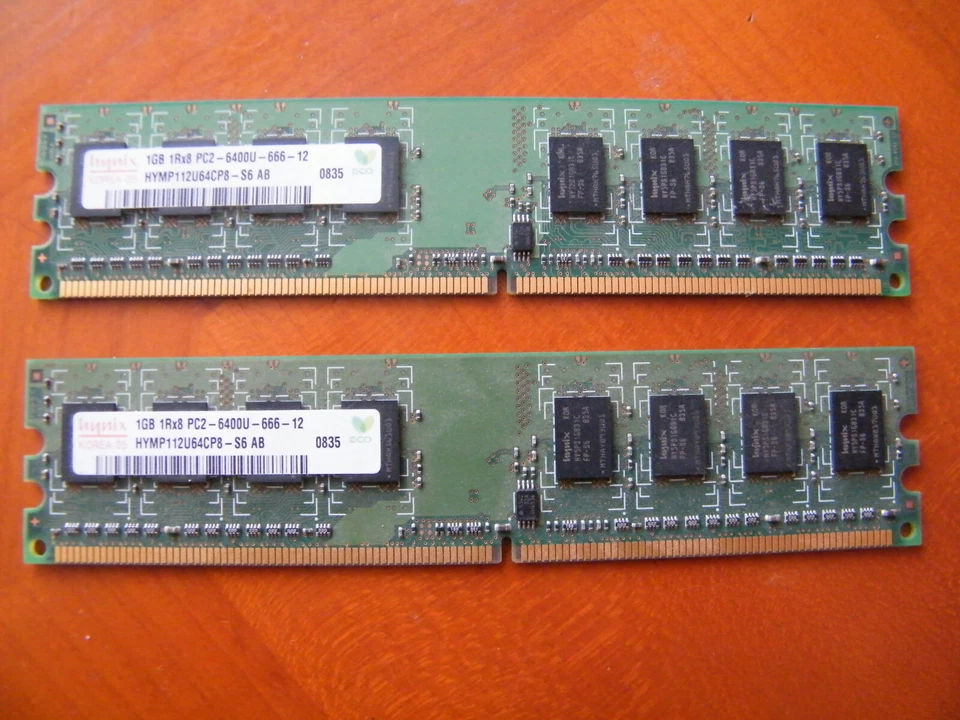 RAM Hynix SDRAM 2x1GB 1Rx8 PC2-6400U-666-12 HYMP112U64CP8-S& AB 0835