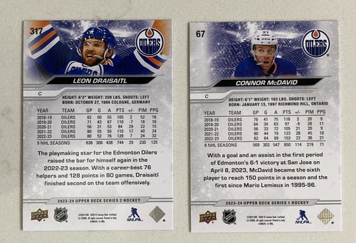 EDMONTON OILERS TEAM SET 2023-24 UPPER DECK CONNOR MCDAVID DRAISAITL HYMAN X14 - Picture 4 of 7