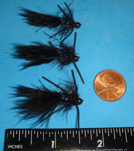 MOSCAS DE PESCA CON MOSCA - Serpentinas negras/púrpura DORADAS JIGGER, tamaño #10 (6 piezas) - Imagen 2 de 7
