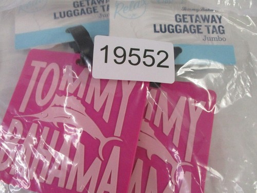 Tommy Bahama Luggage Tags Set 3 Pink 4 x4 Jumbo Suitcase Cruising Relax Logo New - Picture 10 of 10