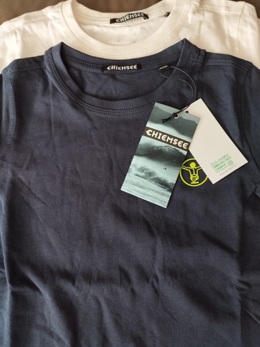 Doppelpack TShirt Jungen neu Chiemsee 122 134 146 weiß blau kurzarm Frontdruck - Bild 1 von 2