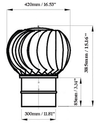 Anti Downdraft CHIMNEY SPINNER CAP, Spinning, Rotating, Fixes wind "puff backs" - Picture 14 of 15