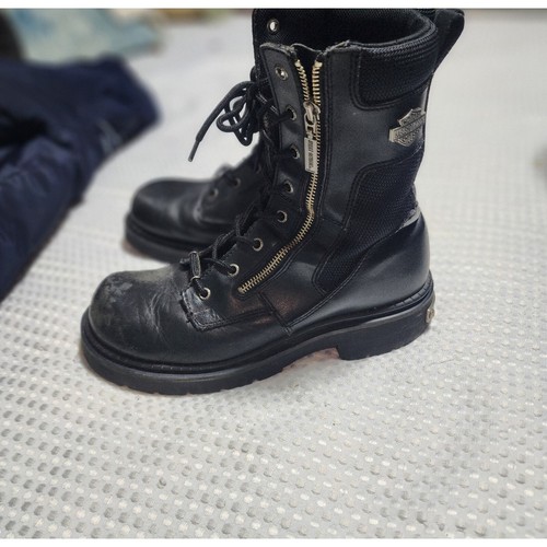 BOTAS DE MOTOCICLISTA HARLEY DAVIDSON USADAS EN EXCELENTE ESTADO PARA HOMBRE TALLA 9.5 CUERO ENCAJE Y CREMALLERA - Imagen 5 de 12