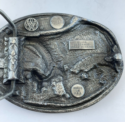 Bald Eagle Belt Buckle Bergamot Brass Works Metal W-146 USA Silver Tone VTG 1984 - Picture 4 of 8