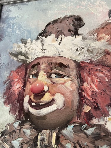 Vintage Original Art, Oil Painting on Canvas Artist Signed W. Moninet" Clowns - Picture 3 of 13