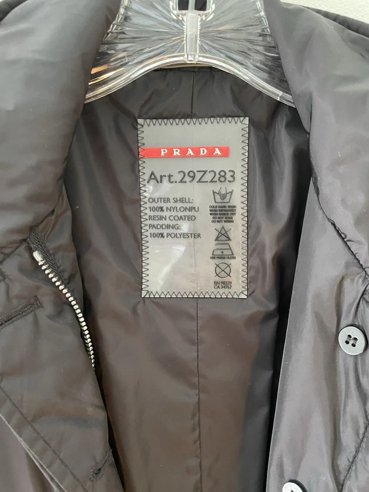 Abrigo Parka Prada Sport Negro Nylon Puffer Chaqueta Resina Talla 38 Foto 3 de 4