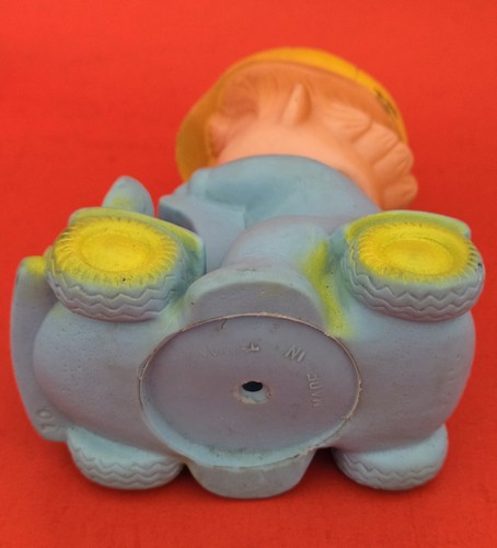Rubber Squeak Toy Boy Driving Old Car Vintage Taiwan Works Squeaks USA SELLER - Picture 6 of 6