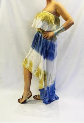 Bohemian Summer Dress Sun Beach Boho Beach S M L Halter Tie Dye Off Shoulder - Bild 5 von 7