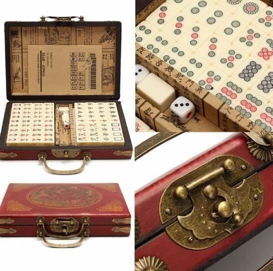 NEW Mahjong game box with 144 tiles Mah Jongg Chinese brettspiele - Image 3 of 4