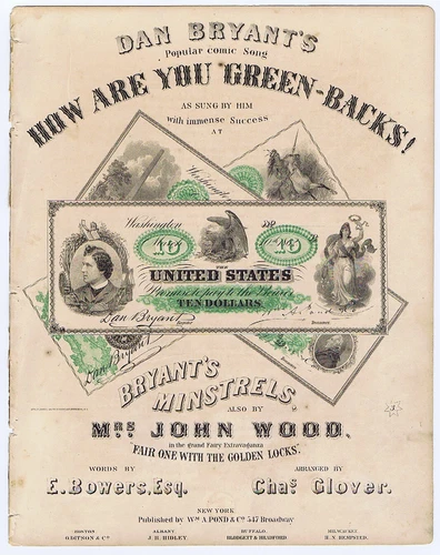 GREENBACKS! Civil War currency! - Lincoln related print - Scarce! 1863 - NICE!