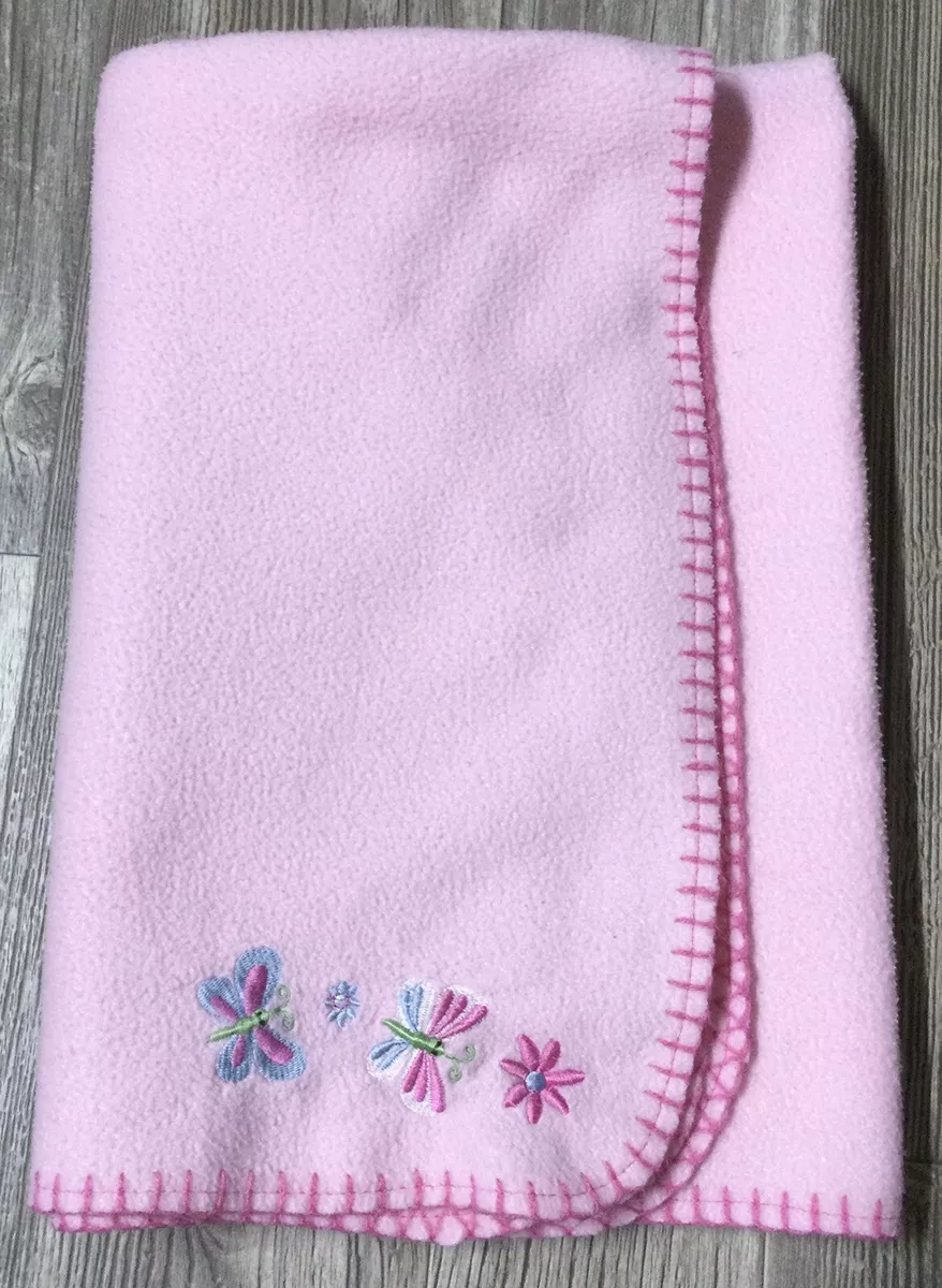 Parent s Choice Pink Floral Butterflies Stitch Trim Baby Blanket