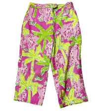 Lilly Pulitzer Girls Size 6 Pants Pink Jungle Print Elephants Palm Trees