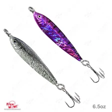 2pcs Fish WOW!® 6.5oz Mega Metal Bait luna live Jig Purple Black Anchovy jigging