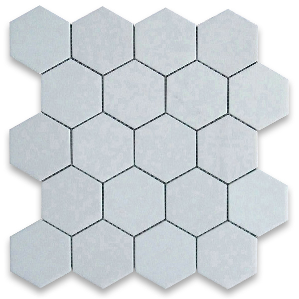 T33h Thos White Greek Marble Hexagon Mosaic Tile 3 Inch Honed Ebay