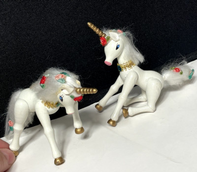 Vintage Unicorn Ornament Wood Kurt Adler Christmas 1982 Painted White Gold Horn