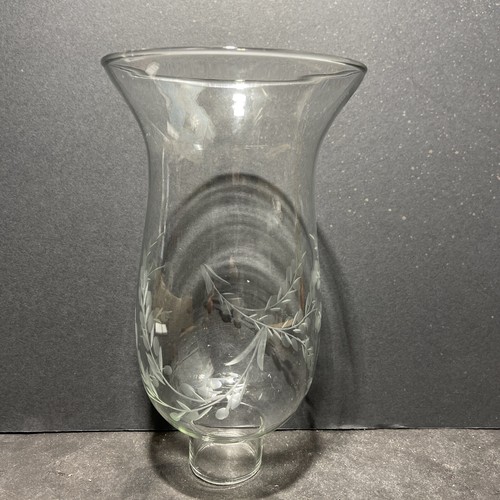 NEW OLD STOCK 8” ETCHED HURRICANE GLASS LAMP SHADE 1 5/8 BASE - Picture 4 of 23
