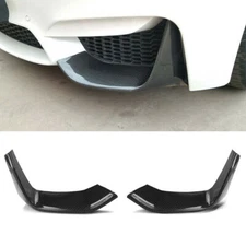 2 PCS ADD-ON CARBON FIBER FRONT BUMPER SPLITTERS LIP FOR 15-19 BMW F82 M4 F80 M3