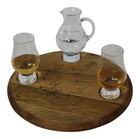 Scottish Whisky Barrel Lazy Susan with Glencairn Glasses & Water Jug