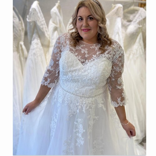 Plus Size Boho Wedding Dresses with Sleeves Lace Appliques Bohemian Bridal Gowns - Picture 3 of 9
