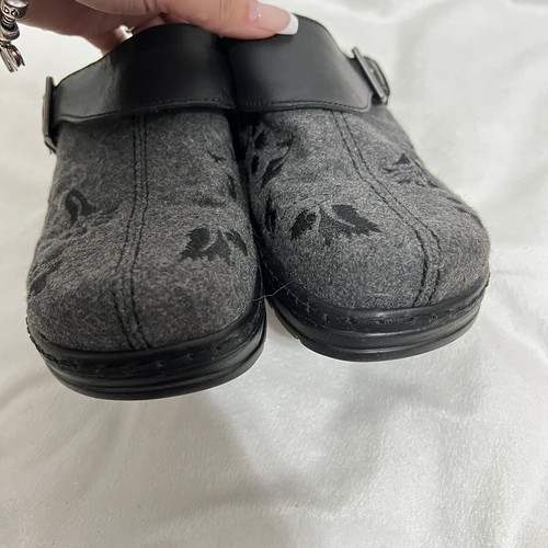 Klogs Austin grau Gobelin Pantoletten Gr. 11 rutschfest Blumen Clog Stoff Boho - Bild 9 von 9