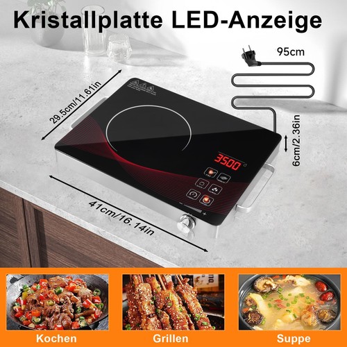 Doppel Kochplatte Doppelkochplatte Glaskeramik Infrarot Herdplatte Kochfeld 3500 - Bild 14 von 34