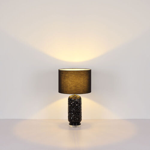 Tischleuchte Beistelllampe Nachttischlampe Keramik Textil schwarz Chrom H 71 cm - Bild 6 von 10