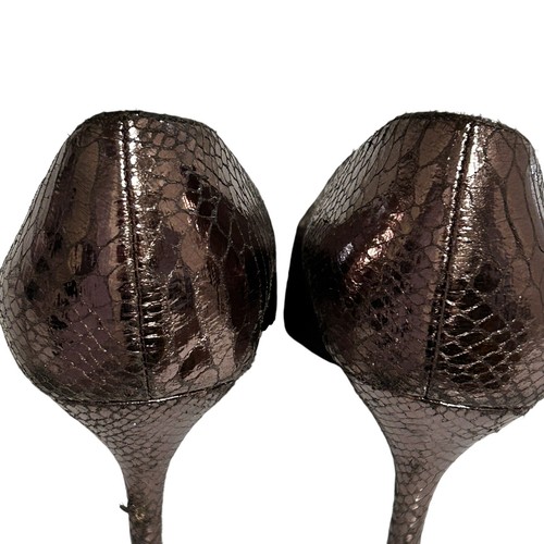 Sam & Libby 9.5 Metallic Pewter Snakeskin High Heel Pointed Pumps READ - Picture 10 of 14