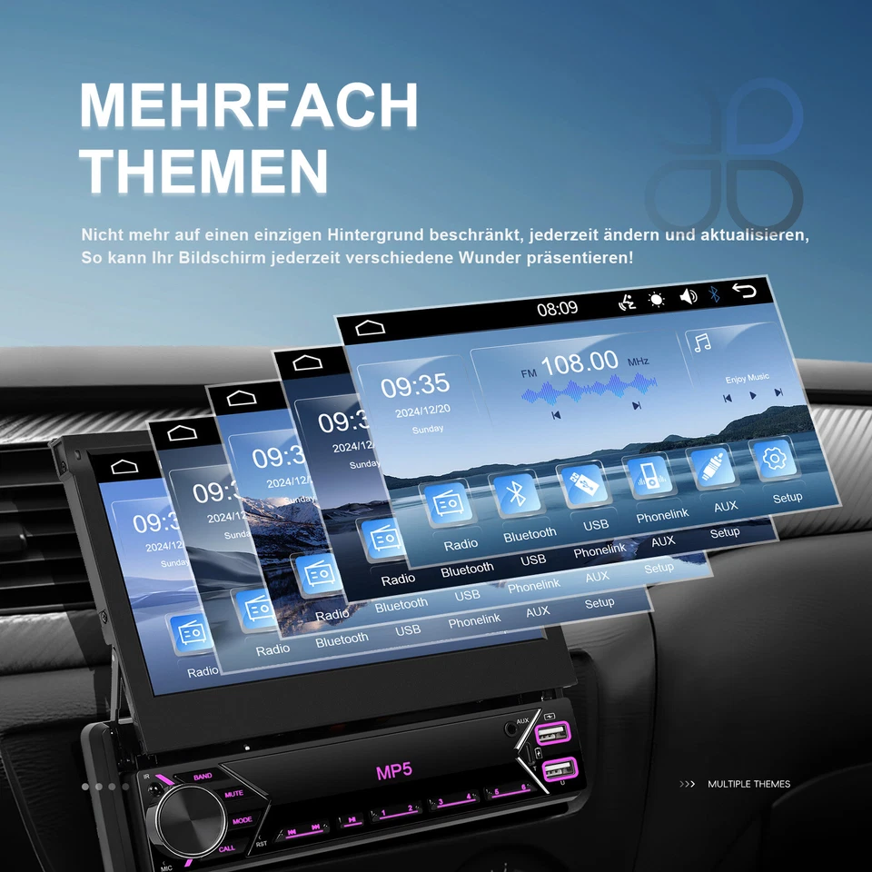 Autoradio Bluetooth 1 Din 7" Bildschirm IPS Touchscreen Radio FM USB AUX +Kamera - Bild 2 von 4