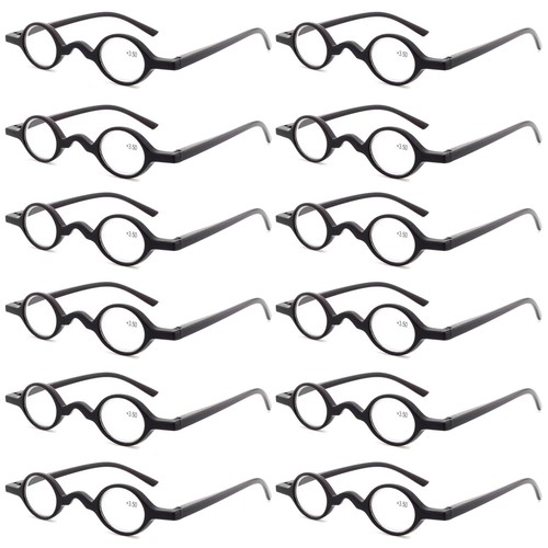 12PK Hombres Mujeres Pequeño Marco Redondo Luz Azul Gafas de Lectura Resorte Bisagra Lectores - Imagen 2 de 10