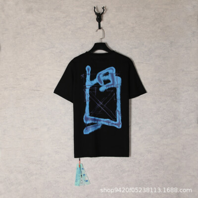 Off White OW Creative Graffiti Arrow Pattern Crew Neck Short Sleeve T-Shirt