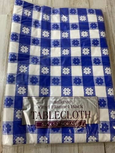 Home Trends Vinyl Flannel Back Tablecloth Choice Blue or Red Check Floral - Picture 9 of 10
