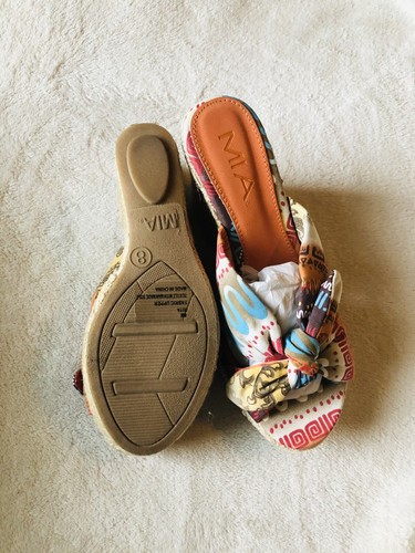 MIA RITA Womens Espadrilles Wedge Heels Aztec Mexican Print OpenToe Size 8 - Picture 2 of 5