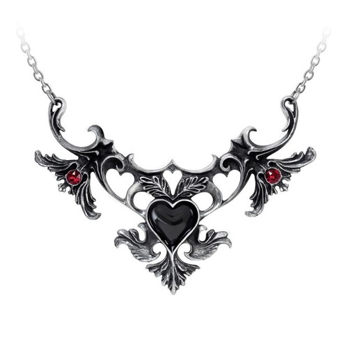 Alchemy Gothic Mon Amour de Soubise P907 Necklace Goth Red Black Heart Gift USED - Picture 4 of 4