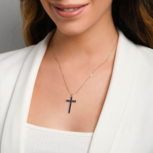 18K White Gold Plated Silver Necklace With 0.90 TCW Black Moissanite (VS, Round) - Picture 5 of 6