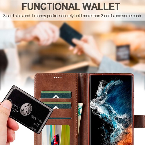 Funda tipo billetera de cuero delgada cubierta abatible para Samsung S24 FE/S25+ Edge/S24+ Ultra - Imagen 8 de 29