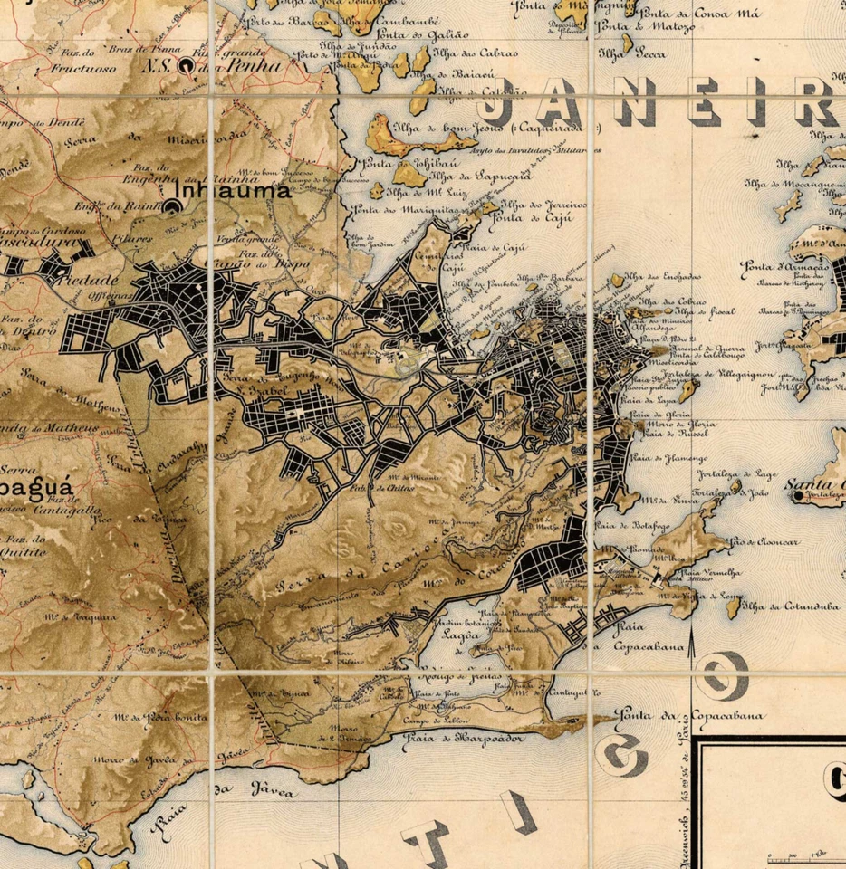 1898 Mapa Río de Janeiro se convierte en un municipio neutral arte de pared póster decoración Foto 3 de 3