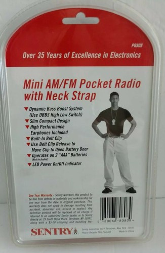 SENRY Mini Portátil AM/FM Bolsillo Radio Cuello Correa Cabeza Teléfonos Azul ¡NUEVO! ¡Sellado! - Imagen 2 de 4