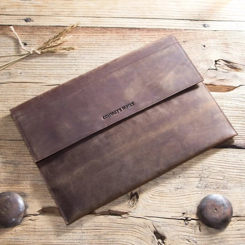 Genuine Leather Tablet Carrying Case Sleeve Bag For iPad Air Pro 13 12.9 Samsung - Image 3 of 4