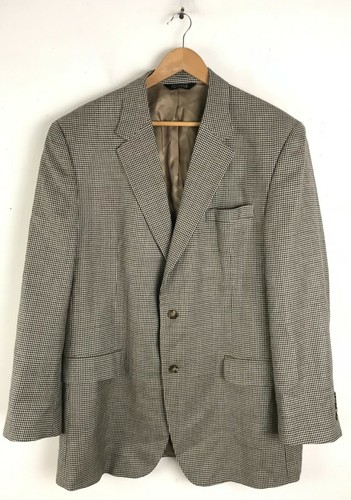 Jos A Bank Mens Size 46L Tan Blue Black Tweed Wool Silk Blend Blazer Sports Coat - Picture 1 of 7