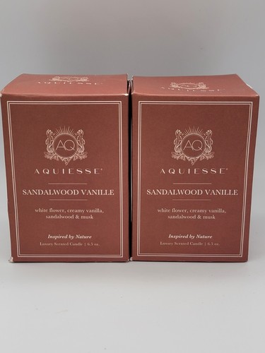 Aquiesse Luxury Scented Candle 6.5oz SANDALWOOD VANILLE NIB. QTY:2