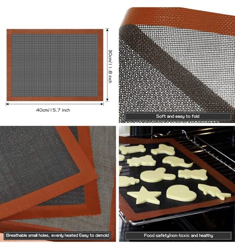 2 PCS Non-Stick Oven Liner Perforated Mat Baking Silicone Oven Liner Sheet - Picture 2 of 3