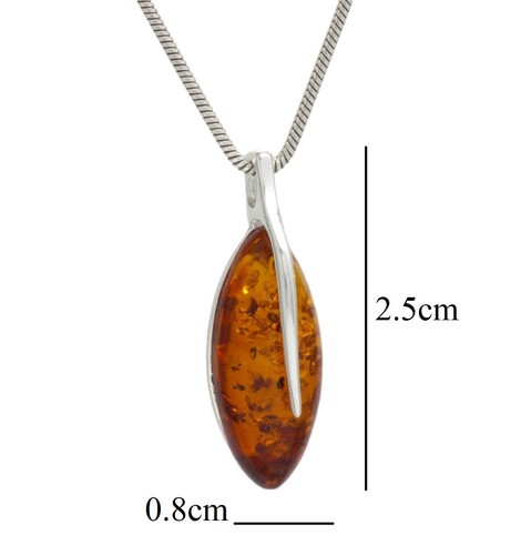 NATURAL BALTIC AMBER Jewellery Gemstone STERLING SILVER 925 PENDANT NECKLACE - Picture 9 of 9